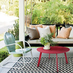 Grand patio Round Steel Patio Coffee Table, Weather Resistant Outdoor Large Side Table, (Red, 1PC)
