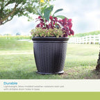 Suncast 18" Resin Indoor/Outdoor Wicker Planter, Brown, Made in the USA