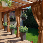 SpaceDresser Waterproof Outdoor Sheer Curtains for Patio - 4 Panels Rod Pocket Indoor Voile Sheer Curtain for Living Room,52W x 120L inch,Brown
