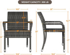 Yaheetech Set of 6 Stackable Outdoor Rattan Dining Chairs, All-Weather Armchair w/Armrests, Steel Frame for Garden, Patio, Deck, Yard, Poolside Gray