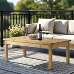 VINGLI Solid Wood Patio Coffee Table, Outdoor Garden Tea Table for Porch Balcony Yard, 44.09" Long Rustic End Table, Weather-Resistant Wooden Console Table