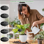 Self Watering Pots for Inoor Ourdoor Plants 8/7/6.5/6/5 Inch Plastic Planters with Drainage Holes & Water Level Indicator, Decorative House Flower Nursery Planting Pots with Saucers (White)