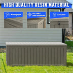Outdoor Storage Box, Resin Deck Boxes Indoor and outdoor, Waterproof Storage Box Lockable Lid (Grey,200 Gallon)