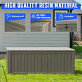 Deck Box, Grey Resin Outdoor Storage Box with Lockable Lid