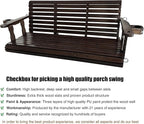 Fortune Candy Wooden Porch Swing 3-Seater, High Backrest and Deep Seat, Bench Swing with Cupholders, Hanging Chains and 7mm Springs, Heavy Duty 880 LBS (Deep Brown, 5 FT Extra Large)