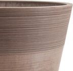 PSW Pot Collection FM35TP 14-inch Plastic/Stone/Wood Composite Large Ribbed Planter – No Drainage Hole (Drillable), Indoor/Outer Garden Pot for Foliage, Trees, Flowers, Ferns, Taupe