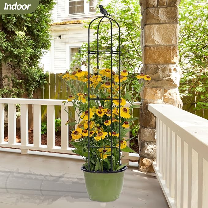 Garden Obelisk Trellis for Climbing Plants Outdoor - 69"(H), Rustproof Trellis with Adjustable Rings, Metal Plant Support for Potted Vines, Garden Trellis Use for Outdoor or Indoor(2 Pack)