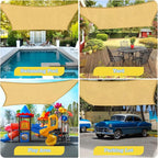 HappyTrends Sun Shade Sail,10'x 13' Heavy Duty UV Protection Beach Shade Canopy Wind Sail,Tear and Rust Resistant Patio sail Shade for Yard Deck Lawn Garden Rectangle Sunshade(Sand)