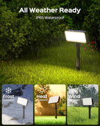 JACKYLED Solar Lights Outdoor Waterproof, Solar Tree Lights Outdoor with 10ft Cord, 3 Colors & 5 Modes, Bright Solar Lights for Outside, Garden, Pathway, Fence, 2-Pack