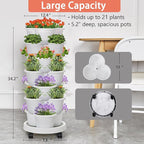 VECELO 7 Tier Vertical Garden Planter, Self Watering Stackable Planters with Wheels for Strawberries, Herbs, Flowers, Vegetables, White