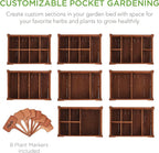 Best Choice Products Elevated 8 Pocket Herb Garden Bed, Mobile Raised Customizable Wood Planter for Herbs, Vegetables, Flowers w/Lockable Wheels, Storage Shelf, Drainage Holes - Acorn Brown