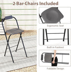 Tangkula 3 Piece Patio Bar Set, Grill Gazebo & 2 Foldable Bar Stools with Awning, Metal Storage Shelves, Glass Holders, Double-Tier Outdoor Shelter for Patio Poolside Garden Backyard (Gray)
