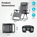 Homall Zero Gravity Chair Patio Folding Lawn Outdoor Lounge Reclining Chair with Cup Holder Pillows for Poolside Backyard and Beach Set of 4 Double Grey