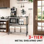 Xcity Storage Shelves, 3 Tier Heavy Duty Metal Shelving Unit, 1200 LBS Capacity Adjustable Steel Wire Shelf Organizer for Pantry, Kitchen, Garage, 14" D x 36" W x 36" H, Black