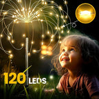 GIGALUMI Garden Decor Outdoor Lights 120LED 6Pack, Solar Garden Lights for Christmas Outside Fairy Firework Decorative,Solar Powered for Yard Pathway Flowerbed Planter Balcony Patio Decor (Warm White
