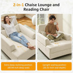 Chaise Lounge Chair Indoor with Adjustable Backrest, Upholstered Mid-Century Reading Chair, Oversized Accent Armchair for Living Room & Bedroom, Comfy Single Sofa Chair, Modern Living Room Chair