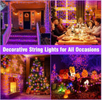 Nisocy 200 LED String Lights Outdoor Waterproof – Purple Orange Fairy Lights with Plug, Connectable Christmas Tree Lights for Patio, Garden, Bedroom, Wedding, Party, Decor (66FT)