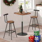 Bar Stools, Set of 2 Bar Chairs with Backrest and Footrest, 26" Tall Counter Stools, Metal Frame, Adjustable Feet, Easy Assembly, for Kitchen, Living Room, Pub, Rustic Brown BAHR6001