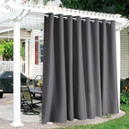 RYB HOME Extra Wide Outdoor Curtains for Patio Waterproof Heavy Duty Thermal Insulated in Summer Full Coverage Privacy for Porch, Cabana & Pool, W120 x L95, Grey, 1 Panel