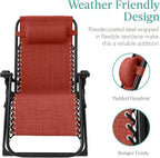 Best Choice Products Oversized Zero Gravity Chair, Folding Outdoor Patio Recliner, XL Anti Gravity Lounger w/Removable Cushion, Cup Holder, Side Tray, 350lb Capacity - Burnt Orange