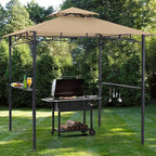 ABCCANOPY 8'x 5' Grill Gazebo Shelter, Outdoor BBQ Gazebo Canopy with LED Light (Khaki)