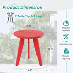 HDPS Outdoor Side Table, Small Round Side Table Weather-Resistant, Outdoor Side Tables for Patio, Porch, Deck, End Table for Plant Stand, Living Room, Bedroom, Red