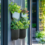 La Jolie Maison Wall Hanging Planters for Indoor Plants，Hanging Flower Pots for Air Plants Succulent, Set of 2, 5.7L*4.1W*6.5H, Concrete Gray
