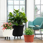 Outdoor Flower Pots 5 Packs 13 inch pots for Plants Modern Decorative Garden Pot with Saucer, Lightweight Large Resin Planters for Indoor Plants,Decorative Resin Plant pots
