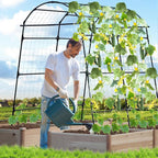 Lalahoni Garden Arch Trellis for Climbing Plants Outdoor, 7.8 Feet Tall Metal Large Archway Arbor Trellis Vine Plant Vegetables Squash Pumpkin Peas Beans Cucumber for Garden Raised Bed, Black