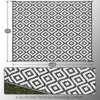 SAND MINE Waterproof Outdoor Rug 8x10 ft, Plastic Reversible Rug, Modern Area Rug, Large Floor Mat for Outdoors, RV, Patio, Backyard, Deck, Picnic, Beach, Camping (8' x 10', Black & White Lattice)
