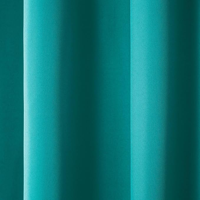 TOWN & COUNTRY BASICS Cabana Solid Heavyweight Indoor Outdoor Curtains, Light Filtering Opacity with Grommet Top, Water Repellent, 2-Pack Set, 54"x108", Teal