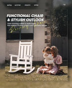 KINGYES Oversized Outdoor Rocking Chair Set of 2, All-Weather Patio Rocking Chairs for Porch, HDPE Outdoor Patio Rockers with High Back & Wide Seat for Garden, Lawn, White