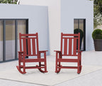 KINGYES Oversized Outdoor Rocking Chair Set of 2, All-Weather Patio Rocking Chairs for Porch, HDPE Outdoor Patio Rockers with High Back & Wide Seat for Garden, Lawn, Red