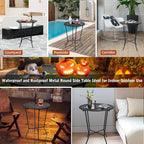25" Height Side Table, 18inch Round Metal Outdoor Patio Bistro Table, Weather Resistant Accent Side Table Drink Table for Backyard, Livingroom, Yard Balcony