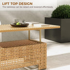 Grand patio 10-Piece Wicker Patio Furniture Set with Lift Top Coffee Storage Table, Outdoor Conversation Set Sectional Sofa with Water Resistant Thick Cushions, Cream