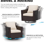 Joyside Swivel Patio Chairs Set of 2, Wicker Patio Furniture with Wide Armrest and Thick Cushions, Upgraded Large Size for Backyard, Garden, Poolside