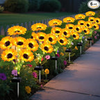 6 Pack with 36 Sunflower Lights,Solar Lights Outdoor Garden Decor,Solar Flowers Lights Waterproof,Sunflowers Birthday Gifts for Mom Women Grandma,Decorative Stakes Lights for Landscape Yard Patio Lawn