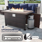 Kullavik 10 Pieces Outdoor Patio Furniture Set with 43" 55000BTU Gas Propane Fire Pit Table PE Wicker Rattan Sectional Sofa Patio Conversation Sets,Navy Blue