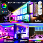 32.8FT Outdoor LED Strip Light Waterproof,IP68 Outside RGB+IC Light Strip with App/Remote Control,Chase Mode,Music Sync Rope Light for Balcony,Deck,Rooftop,Garden,Pool