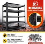 72" H Garage Shelving Heavy Duty Storage Shelves, Adjustable Metal Shelving Unit, Utility Garage Organizer Shelf for Basement, Pantry, Kitchen, Warehouse, Supermarket, 59" W x 19.7" D x 72" H
