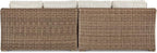 Signature Design by Ashley Beachcroft Outdoor Left & Right Arm Facing Wicker Patio Loveseats, Nuvella Weather Resistant Fabric, Brown & Beige