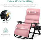 Best Choice Products Oversized Zero Gravity Chair, Folding Outdoor Patio Recliner, XL Anti Gravity Lounger w/Removable Cushion, Cup Holder, Side Tray, 350lb Capacity - Pink