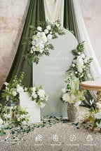 Artificial Wedding Arch Flowers, 4-Piece Silk Floral Set in White & Sage