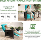 IDEALHOUSE Wicker Outdoor Recliner Reclining Patio Chairs with Adjustable Back & Footrest 150° Lay-Flat Reclining with Air Pump Rattan Flip-Up Side Table Outdoor Lounge Chairs for Pool Deck Balcony