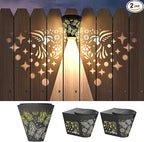 2 Pack Solar Fence Lights Outdoor Wall lihgts Decorations Metal Solar Deck Lights Waterproof LED Solar Powered Step Light Warm White Decorative Lighting for Garden, Front Door (Hummingbird)