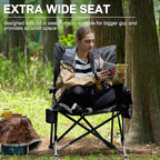 EVER ADVANCED Padded Oversized Folding Camping Chair for Adults, Heavy Duty Lawn Chair with Side Pockets, Portable Collapsible Quad Chair for Outside, Support Up to 500lbs, Black