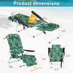 ABORON Tanning Chair with Face Hole, 5-Position Adjustable Reclining Beach Lounge Chair, Folding Face Down Sun Lounger for Beach, Poolside, Patio, Lawn, Home(Tropical Leaf)