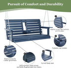 Poly Lumber 2-Seat Porch Swing, HIPS 4.5-Feet Bench Swing with Foldable Cup Holders,18/8 Stainless Steel Hardware, High Backrest and Deep Contoured Seat (Navy Blue, 4.5-feet)