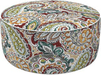 LVTXIII Inflatable Stool Ottoman Footrest with Handle, Decorative Fade-Resistant Foot Stool, Indoor or Outdoor Pouf for Home Garden and Camping Use, D21 x W 21 x H9, Paisley Chilli