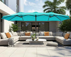 SUPERJARE 15FT Outdoor Umbrella for Patio, Double sided Pool Umbrellas with Fade Resistant Canopy, Large Table Umbrella for Deck, Market, Backyard - Light Blue